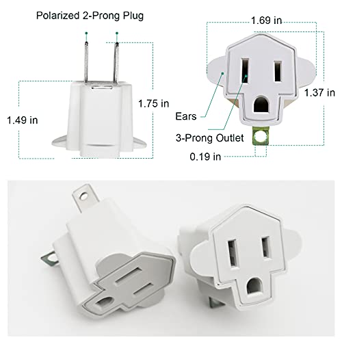 3 Prong to 2 Prong Outlet Adapter,YOELVN 3 Prong Adapter Grounding Converter, Heavy Duty