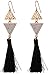 Black Tassel Earrings with Geometric Shapes Available in 2 Colors (White and Blue) (White)