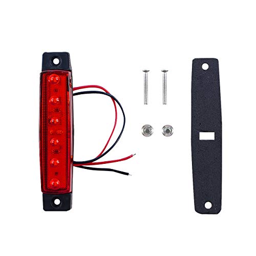 Vouke 10Pcs Red 6 LED Side Marker Indicators,Rear Tail Light,Underglow Kit, Wheel Well Lights Universal fits Trailer Truck Lorry HGV Bus Boat Rv Lorries Jeep SUV etc - Thumbnail 6
