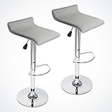 GotHobby 2 Pcs Gray Modern Bar Stool Swivel Chair Pub Counter Low Profile Barstools