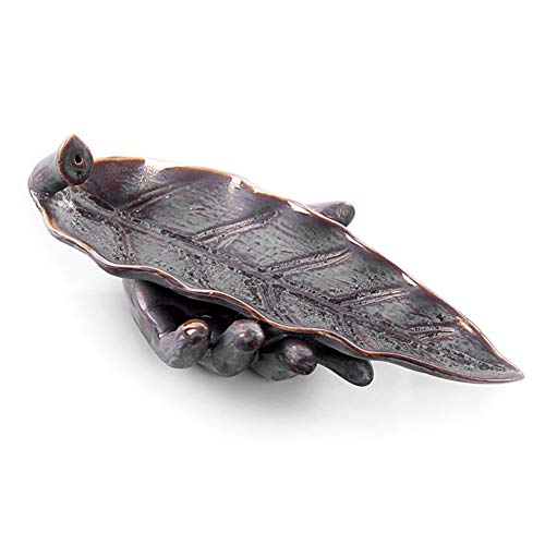 NAGU Incense Holders for Sticks,Long Ceramic Incense Ash Tray,Leaf Shape,Home Decor Artwork (Lotus Leaf)