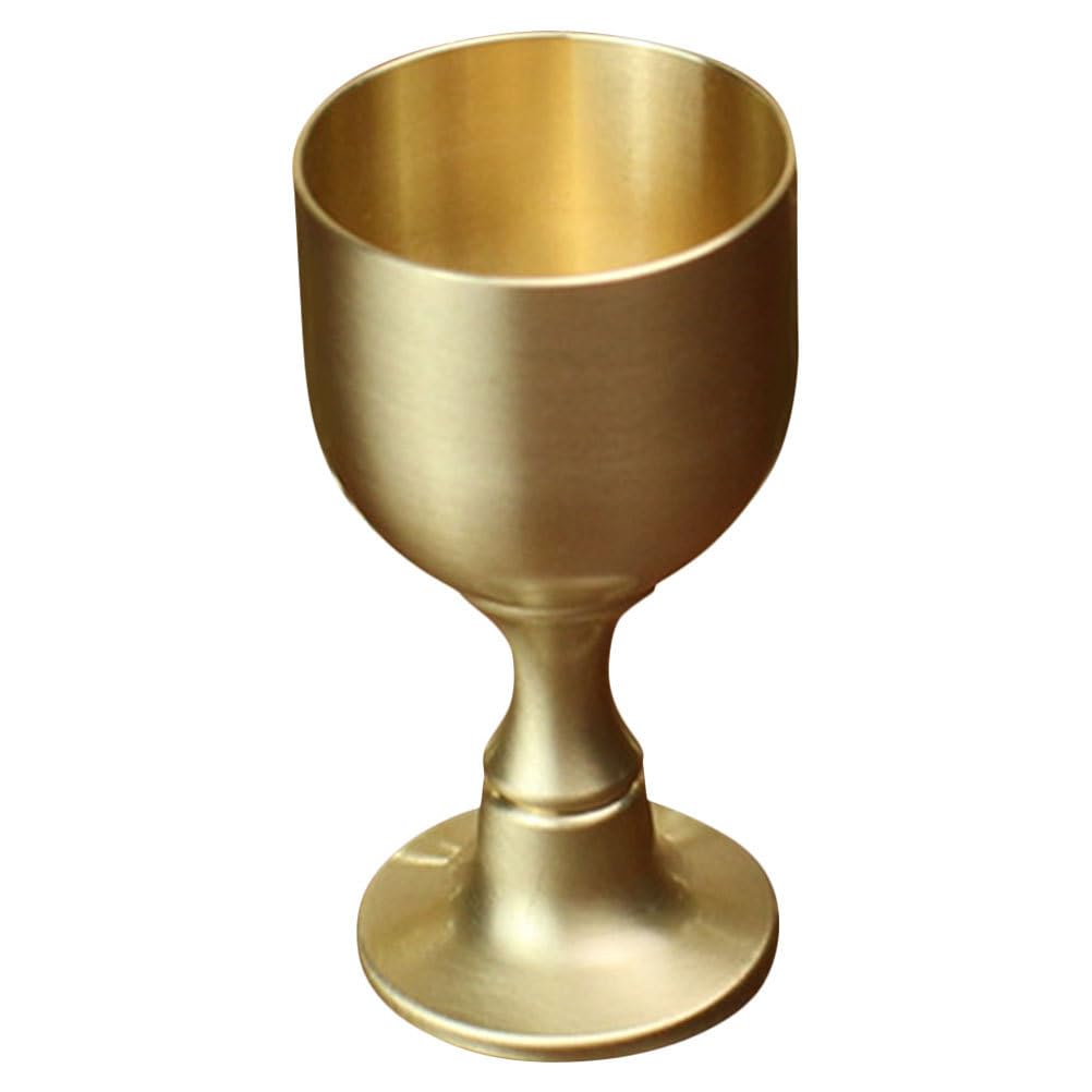 Garneck Gold Communion Cup Small Chalice Goblet Offering Cup Holy Grail Worship Church Copper Holy for Church Mini Wine Glass Altar Decoration