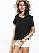 Romwe Women's Tops Casual Scallop Hem Short Sleeve Cute Blouse Tee Shirt Black S