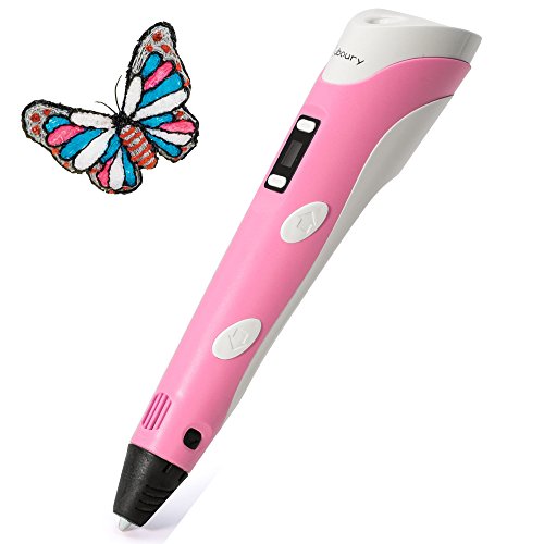 3D Printing Pen for Kids,Juboury JBY-II 3D Drawing Pen with LCD Temperature Display for Model Printing,Art Design,DIY and Crafts Drawing--Compatible with 1.75mm ABS and PLA Filament (Pink)