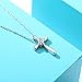 Cross Necklace for Women Girl, Rhodium Plated Three Cubic Zirconia Stone Cross Pendant Necklace Christian Religious Jewelry, 18