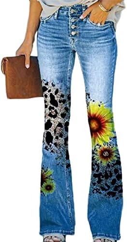 thumbnail image 2 of Pink Denim XFLWAM Womens Floral Lace Flare Jeans High Waisted Stretch Bell Bottom Jeans Boho Bootcut Jean Denim Palazzo Pants Blue M Pink Jeans For Women High Waisted 2 of 10