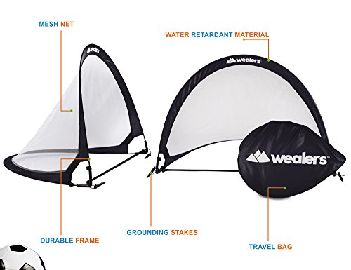 image for Collapsible Soccer Goal Set of 2 with Travel Bag - Ultra Portable 4 Fo