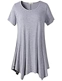 Lanmo Womens Swing Tunic Tops Loose Fit Comfy Flattering T Shirt (2X, Light Gray)