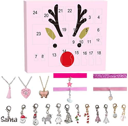 Mouttop Girls 2019 Advent Calendar, DIY Fashion Jewelery 24 pcs Gifts Including Long Necklace,Chocker for kdis, Cute Charms
