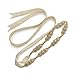 SWEETV Rhinestone Bridal Belt Thin Wedding Sash for Brides Crystal Women Dress Accessories, Gold