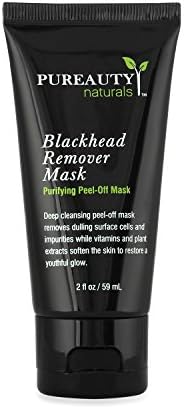 Blackhead Remover Mask by Pureauty Naturals - USA Made Black Mask | With Vitamins & Plants Extracts | Eliminate Impurities & Dead Cells, Tighten Pores, Cleanse & Smoothen Skin