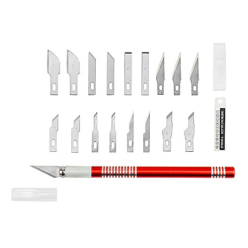 Precision Hobby Craft Knife With Safety Cap Stainless Steel Blades for Arts PCB Repair Leather Paper Films Tool Multi Purpose DIY Pen, 19PCS