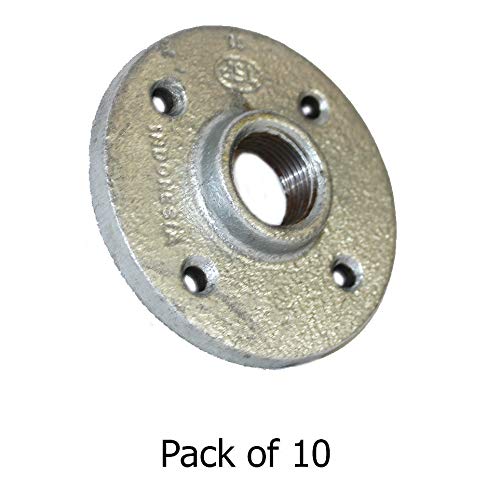 Galvanized Malleable Iron Pipe Floor Flanges Fittings with Four Holes Threaded FNPT 1/2 in. Pack of 10
