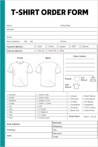 Custom T-Shirt Order Receipt Book 