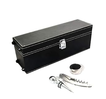Steren Impex | Wine Case - Wine Bottle Gift Set - Bar/Wine Accessories - Black