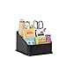 JACKCUBE Remote Control Holder with 3 Compartments, PU Leather Remote Caddy Desktop Organizer for TV, DVD, Blu-Ray, Media Player, Heater Controllers (Black) - MK122B