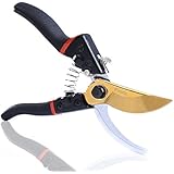 Firats-8"Pruning Shears SK-5 Sharp Steel Blade Professional Bypass Pruners Chrome-plated titanium+PTFE Coating with shock absorber and Safety Lock Garden clippers Tools
