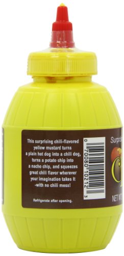 Plochman's Flavored Yellow Mustard, Chili Dog Mustard, 10.5-Ounce Squeeze Barrels (Pack of 6)