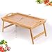 Bamboo Bed Breakfast Folding Tray-Laptop Desk Great for Dinner Tea Bar TV Eating Tray Stable(Beige)
