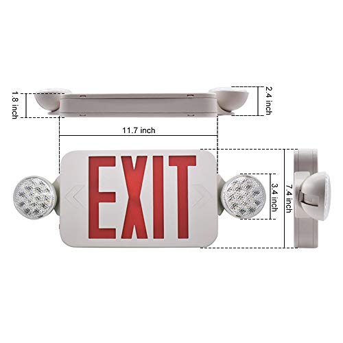 【2 Pack】LFI Lights UL Certified EXIT Sign with Emergency Light Red EXIT Compact Combo Hardwired High Output