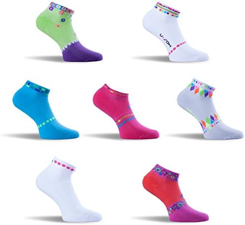 Women`s Light Weight Low Cut Tennis Socks Lime and Violet ()