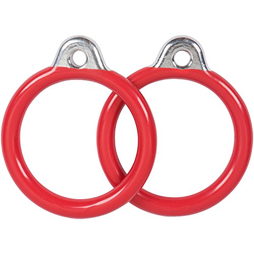 Swing Set Stuff Commercial Round Trapeze Rings with SSS Logo Sticker, Red