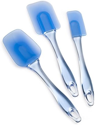 VESLA Silicone Spatula Set of 3 different shapes with Plastic Handle Blue Spatula