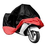 Universal Waterproof Dust Sun proof Indoor Outdoor Motorcycle Motorbike Cover for Harley Davison, Honda, Suzuki, Yamaha, Kawazaki Etc, Package Bag Include (XL, Black/Red)