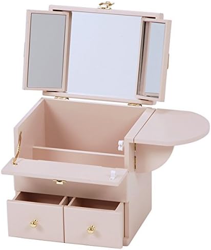 Amazon 大容量コスメボックス ピンク メイクボックス メークボックス ミニテーブル 三面鏡付き ジュエリー収納 オンライン通販