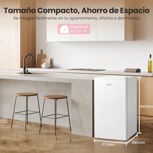 ' 60L Congelador Vertical para Cocina Pequeña, Monopuerta, Blanco