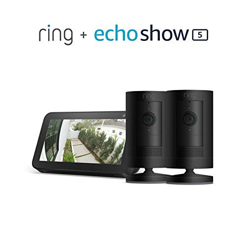 Ring Stick Up Cam Battery (Black) Pack bundle with Echo Show