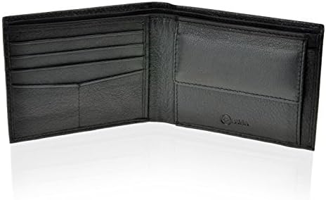 Mens Leather Bi-fold Wallet RFID With Coin Pocket