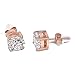 Buyless Fashion Girls Stud Earrings 14K Rose Gold Plated with White Zirconia and Gift Box