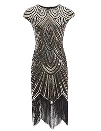 1920s Plus Flapper Gatsby vestido de cóctel festoneado con lentejuelas con 20 accesorios