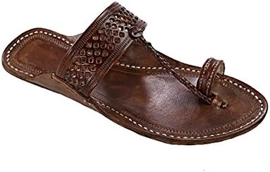 KORAKARI Good Looking Brown Diamond Punching Kolhapuri Chappal for Men KRKA-M-292