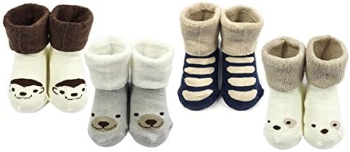 Bowbear Baby Boys 4 Pair Winter Furry Friends Socks