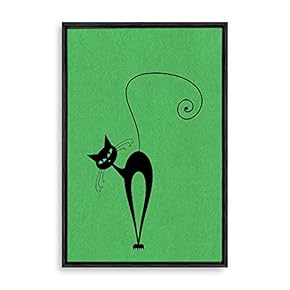 Framed Canvas Wall Art for Living Room, Bedroom Cat Illustration X Canvas Prints for Home Decoration Ready to Hang - 16x24 inches