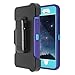 MAXCURY Hybrid Rubber Plastic Impact Defender Rugged Hard Case with Built-in Screen Protector and Belt Clip Holster Compatible for iPhone 6 and iPhone 6s Case (Purple/Lt Blue & Clip)