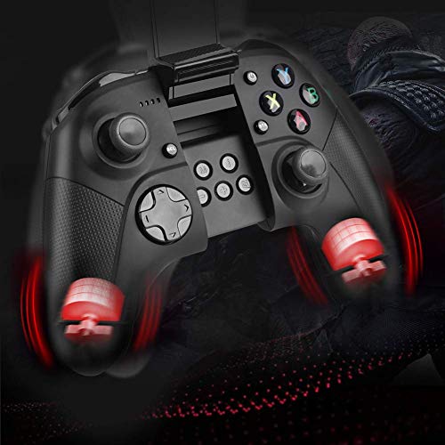 FiveEyes Gamepad Gaming Controller Wireless Bluetooth Gaming Joystick Joypad with Clamp Holder Compatible with iOS/iPhone/iPad/PS4 remote play - Black