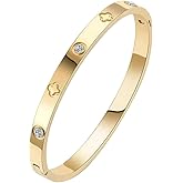 Gold Tone Bangle Bracelet for Women, Elegant Minimalist Hinged Bracelet, Refined Luxury Jewelry Gift for Her