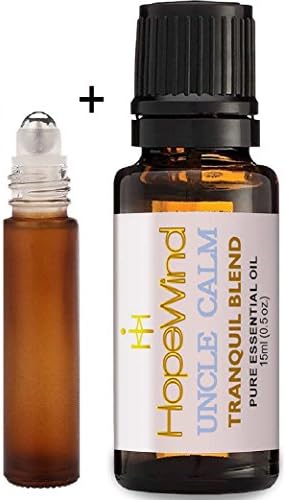 Peace and Calming Therapeutic Essential Oil blend, 100% Pure, Lavender, Orange, Roman Chamomile, Calming for Children, full 15ml by HopeWind Health, 10ml Roll On Bottle &amp; Aromatherapy eBook