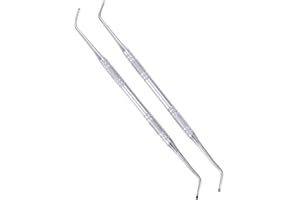 FRCOLOR 2-Pack Stainless Steel Nail Cleaner Tool, Double-Sided Cuticle Pusher and Spoon for Fingernail and Toenail Care, Prof