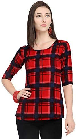 Green Rayon Casual Checkered Top