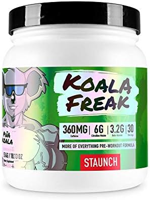 Staunch Pre-Workout Koala Freak (Peach Mango), 30 Servings - Effective, High Quality Pre-Workout Powder