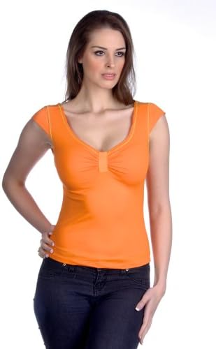 Junior Women's Cap Sleeve Low Plunge T-Shirt Top