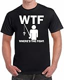 tees geek WTF Where's The Fish Men's Funny Fishing T-Shirt - (X-Large) - Black