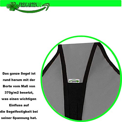 freigarten.de Sonnensegel Wasserdicht Sonnenschutz Garten mit befestigungen Leinen 100% Schutz vor UV-Strahlungen (2m x 2m, Grau) – Bild 5