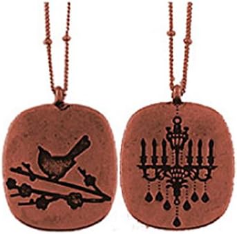 Antique Copper Tone Reversible Bird/Chandelier Pendant Necklace-18 IN + 2 IN