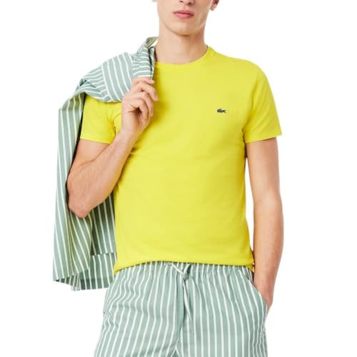 Lacoste Men’s Monochrome Cotton Pima Jersey Crew Neck T-Shirt, Pineapple, Small