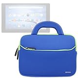 Evecase Tabeo e2 8 inch Kids Tablet Neoprene Sleeve Case Slim Briefcase w/ Handle & Accessory Pocket / Ultra Portable Travel Carrying Case Sleeve Portfolio Pouch Cover - Blue